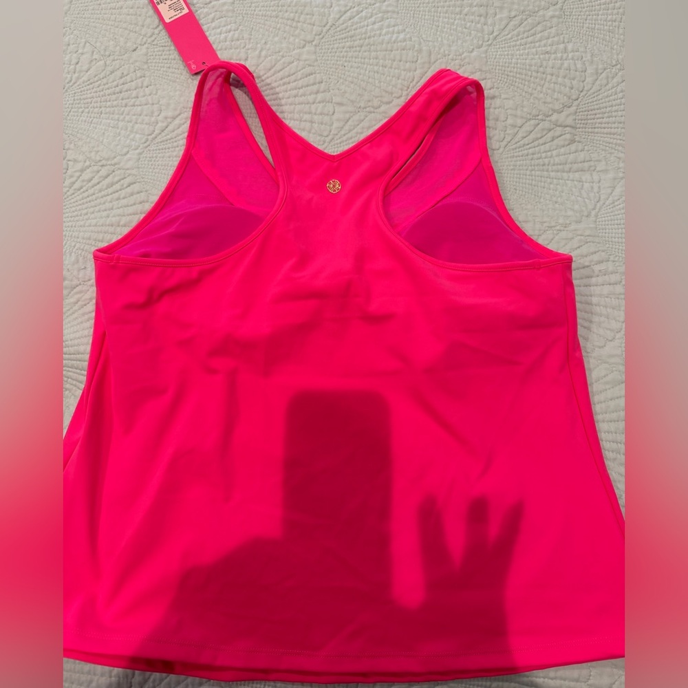 Lilly Pulitzer Euclid Luxletic Scallop Pink Bra Tank Top XL, NWT - Picture 3 of 6